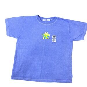 NEW Vintage Fresh Produce Kids T Shirt Medium Blue Frog Graphic Tee Cotton
